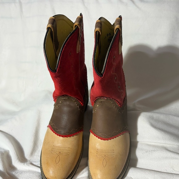 Smoky Mountain Red Tan Leather Western ankle Boots Sz Men’s 6.5/Women’s 8.5 - Picture 10 of 14